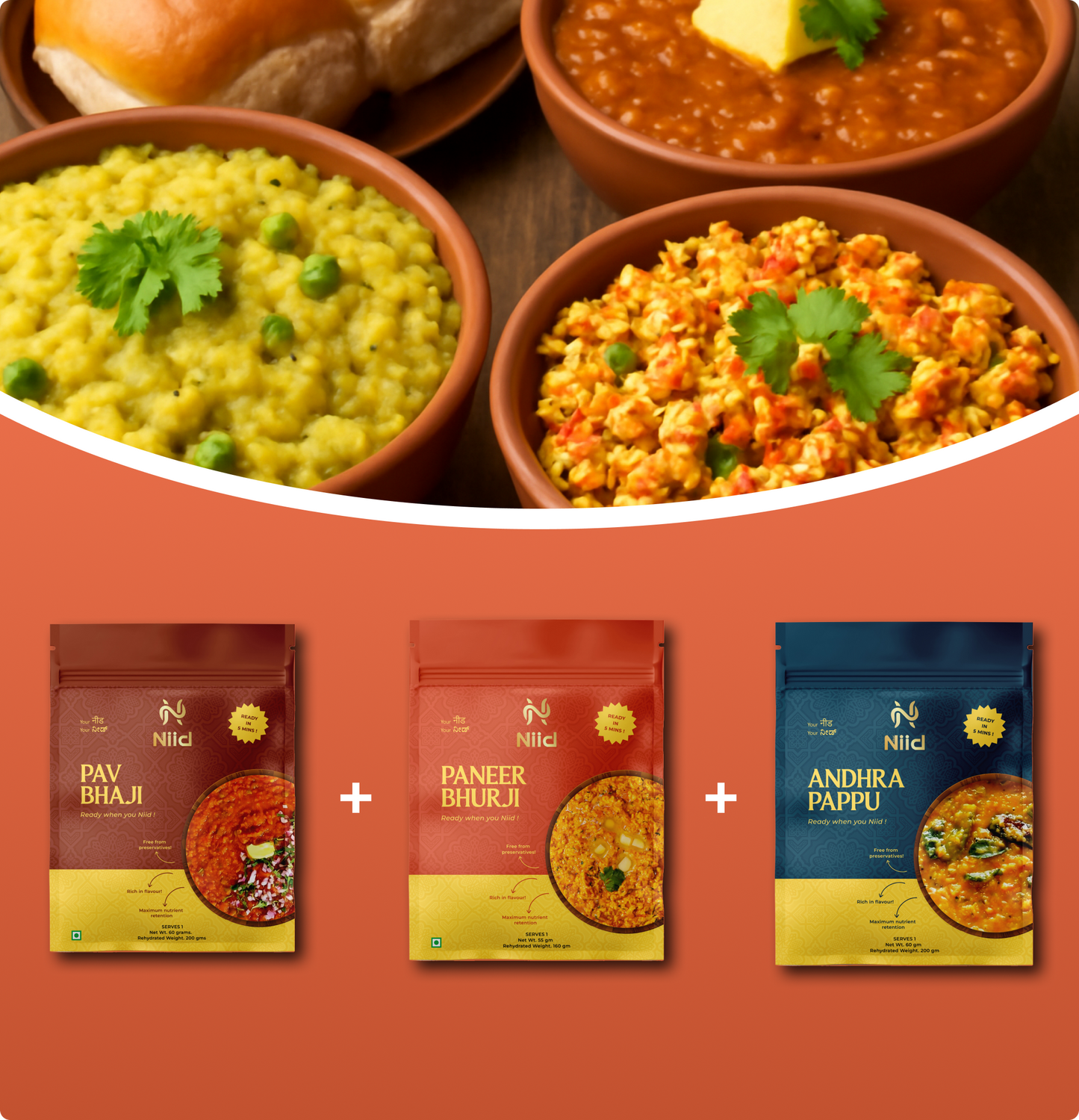 Pav Bhaji, Andhra Pappu & Paneer Bhurji