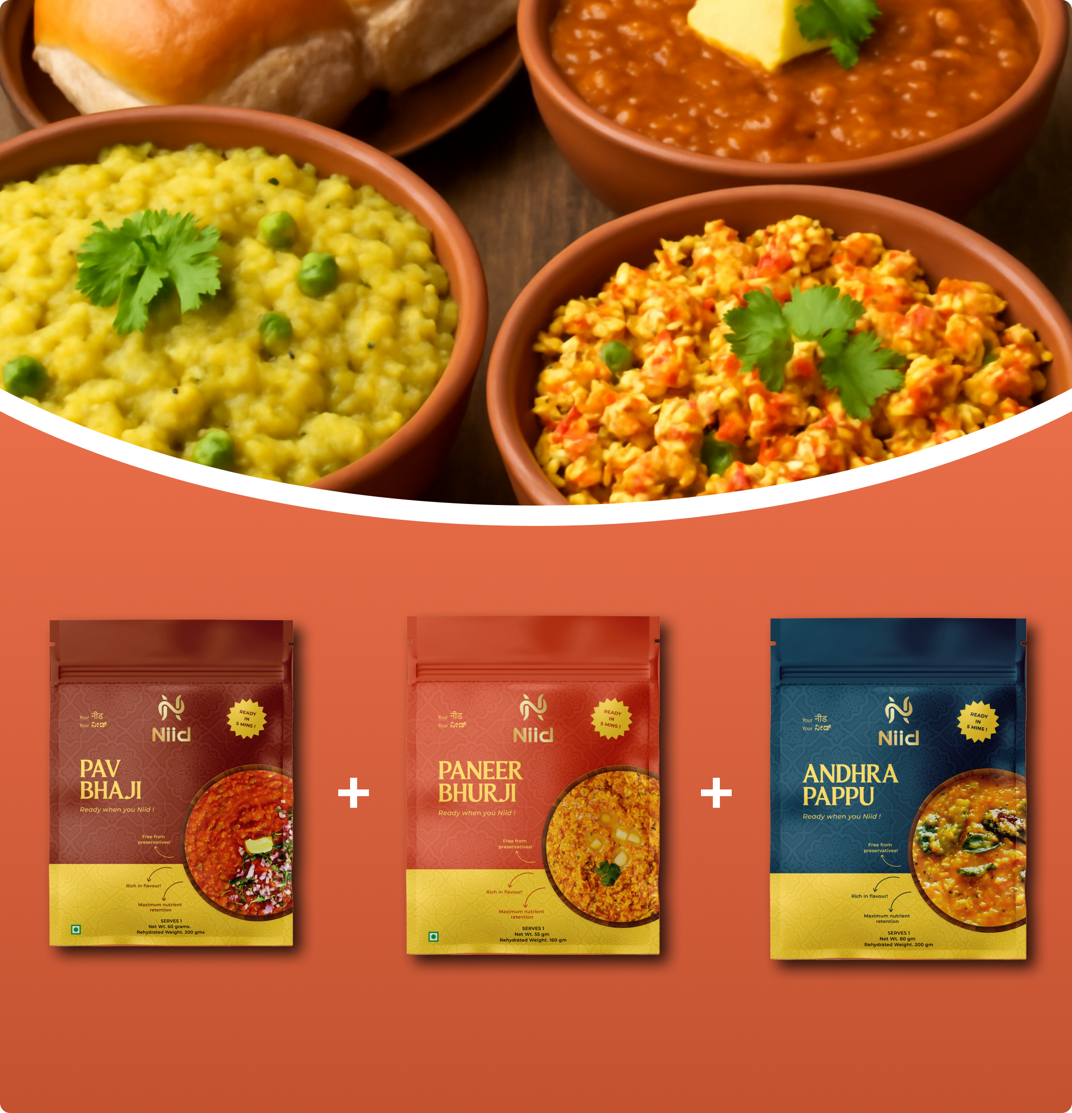 Pav Bhaji, Andhra Pappu & Paneer Bhurji