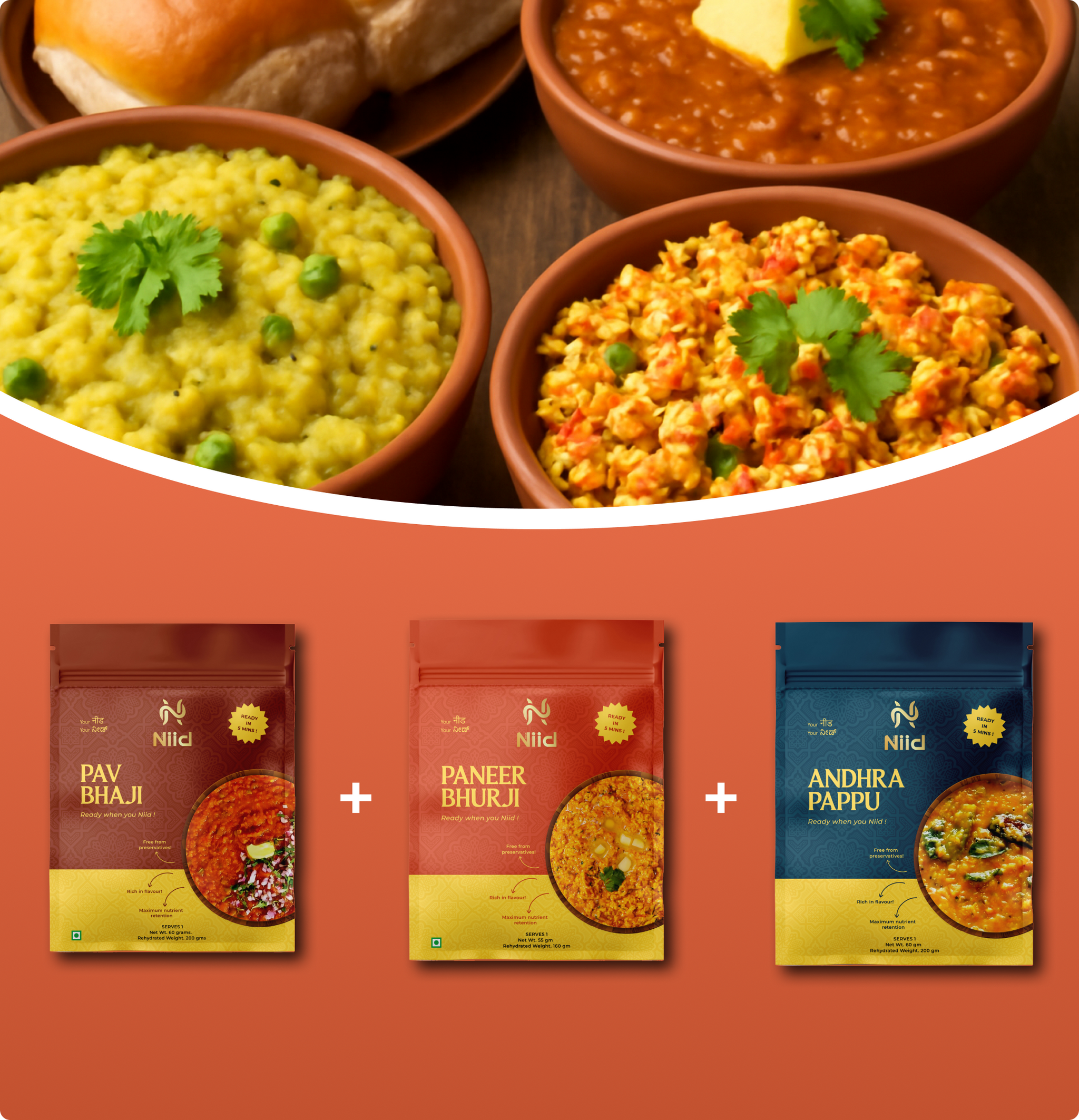 Pav Bhaji, Andhra Pappu & Paneer Bhurji