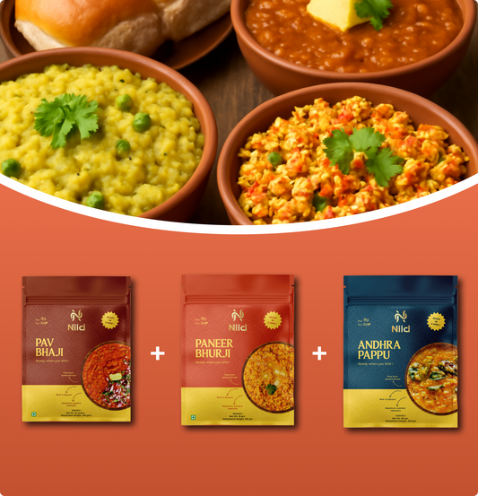 Pav Bhaji, Andhra Pappu & Paneer Bhurji